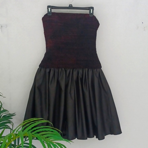 Vintage Nili Martin Cocktail Dress, Dark Brown Skirt, Varigated Brown Top, Sz 10 - Picture 1 of 12